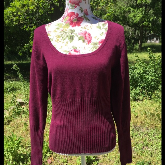 Shape FX Sweaters - Burgundy Sweater Cropped Top
